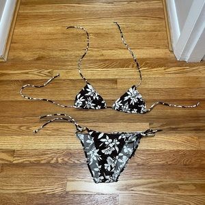 Raisins two piece swim suit, medium, brown floral